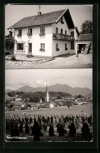 AK Prien /Chiemsee, Weisses Einzelhaus, Ortsansicht