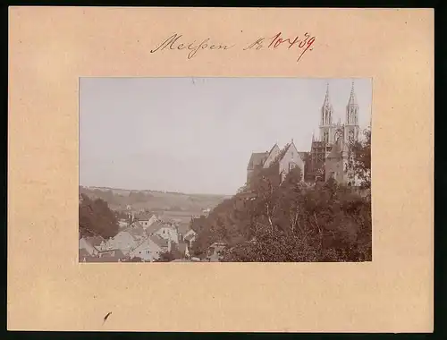 Fotografie Brück & Sohn Meissen, Ansicht Meissen i. Sa., Blick auf Niedermeisa mit der Albrechtsburg