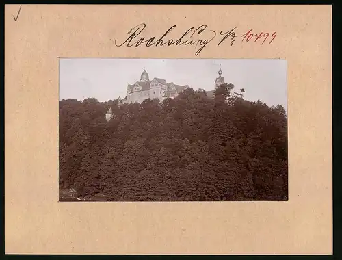 Fotografie Brück & Sohn Meissen, Ansicht Rochsburg, Blick auf das Schloss Rochsburg vom unten gesehen