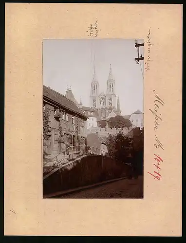 Fotografie Brück & Sohn Meissen, Ansicht Meissen i. Sa., Hohlweg mit Blick auf den Schlossberg und den Dom