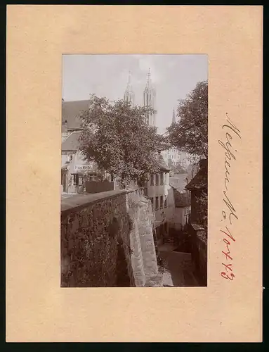 Fotografie Brück & Sohn Meissen, Ansicht Meissen i. Sa., Rote Stufen mit Haus Franz Würfel Ansichtskartenverkauf