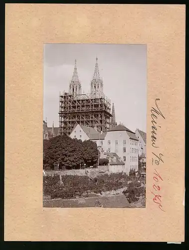 Fotografie Brück & Sohn Meissen, Ansicht Meissen i. Sa., Blick auf den Dom mit Bau Gerüst und die neuen Türme