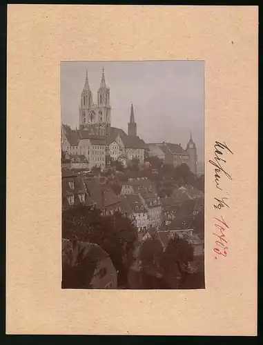 Fotografie Brück & Sohn Meissen, Ansicht Meissen i. Sa., Blick auf die Stadt mit Schlossberg, Dom und Bischofsschloss