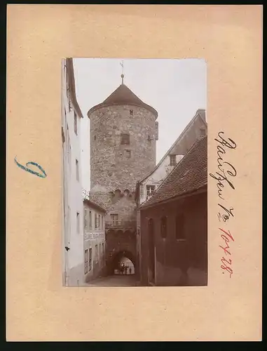 Fotografie Brück & Sohn Meissen, Ansicht Bautzen, Gasse am Nikolaieturm mit Bau & Möbel Tischlerei