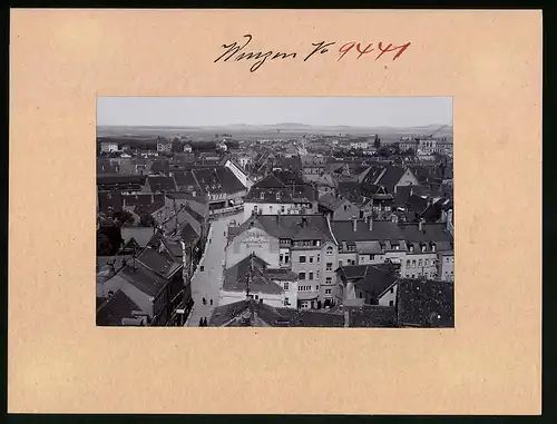 Fotografie Brück & Sohn Meissen, Ansicht Wurzen, Blick vom Kirchturm auf Wurzen mit Modewarenhaus