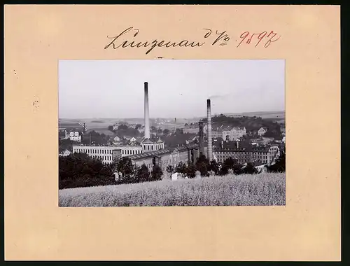 Fotografie Brück & Sohn Meissen, Ansicht Lunzenau, Blick auf Vogels Mechanische Weberei und Papierfabrik