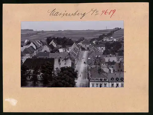 Fotografie Brück & Sohn Meissen, Ansicht Marienberg i. Sa., Blick auf die Stadt mit Strassenpartie