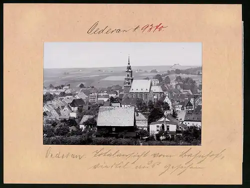Fotografie Brück & Sohn Meissen, Ansicht Oederan, Blick über den Ort mit Kirche