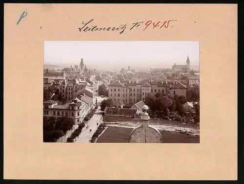 Fotografie Brück & Sohn Meissen, Ansicht Leitmeritz, Blick auf die Stadt mit Strassenpartie