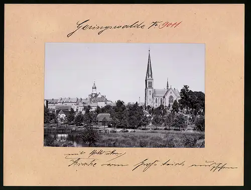 Fotografie Brück & Sohn Meissen, Ansicht Geringswalde, Kirche mit Friedhof
