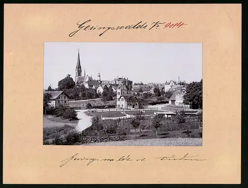 Fotografie Brück & Sohn Meissen, Ansicht Geringswalde, Ortsansicht mit Villa & Fachwerkhaus von Süden