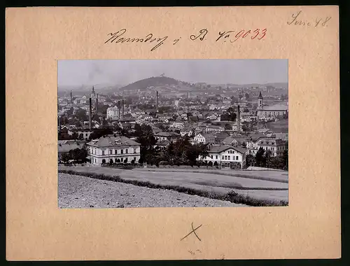 Fotografie Brück & Sohn Meissen, Ansicht Warnsdorf, Blick auf die Stadt vom Galgenberg