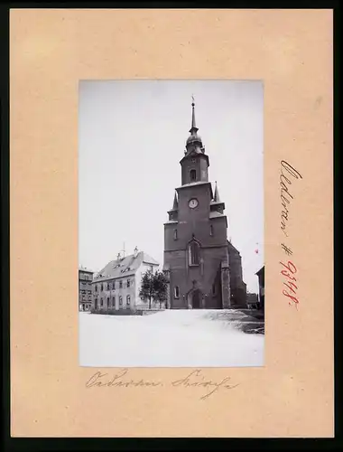 Fotografie Brück & Sohn Meissen, Ansicht Oederan, Kirche mit Pfarre