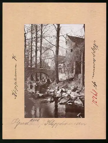 Fotografie Brück & Sohn Meissen, Ansicht Klipphausen bei Wilsdruff, Flusspartie am Schloss Klipphausen