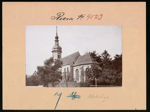 Fotografie Brück & Sohn Meissen, Ansicht Riesa a. Elbe, Blick auf die Rückseite der Klosterkirche