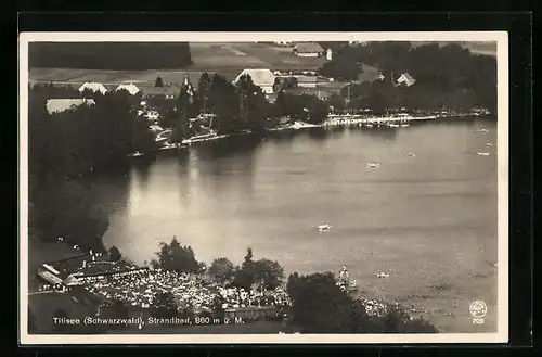 AK Titisee /Schwarzwald, Das Strandbad aus der Vogelschau