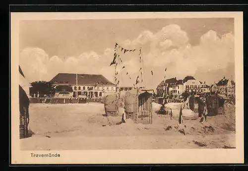 AK Travemünde, Uferpartie mit Strandkörben