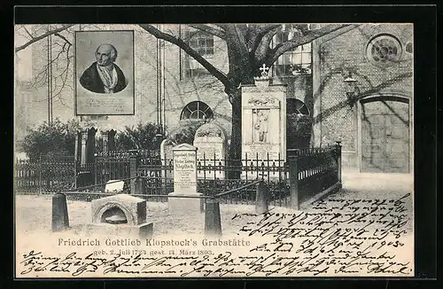 AK Hamburg, Grabstätte von Friedrich Gottlieb Klopstock