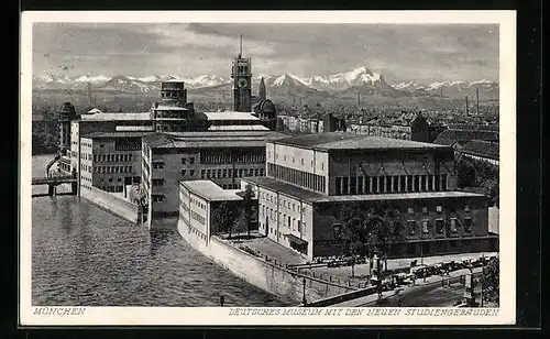 AK München, Deutsches Museum mit den neuen Studiengebäuden