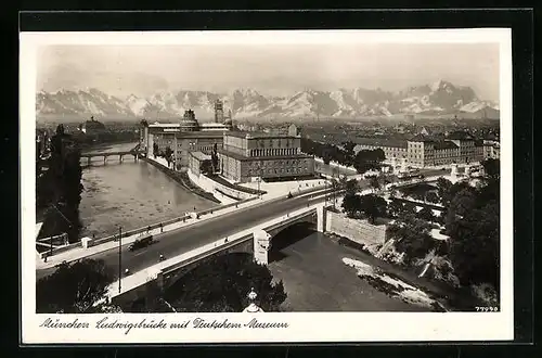 AK München, Ludwigsbrücke mit Deutschem Museum