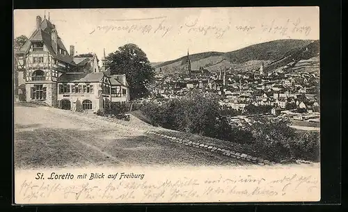 AK Freiburg, St. Loretto mit Blick auf den Ort