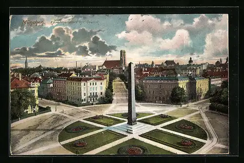 AK München, Karolinenplatz mit Obelisk