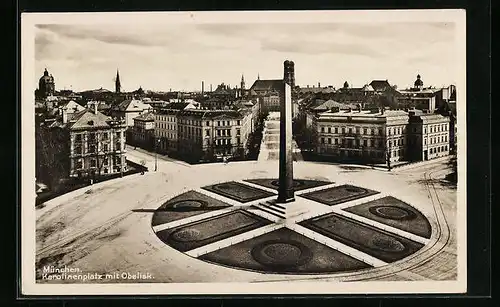 AK München, Karolinenplatz mit Obelisk