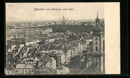 AK München, Teilansicht vom Petersturm nach Osten