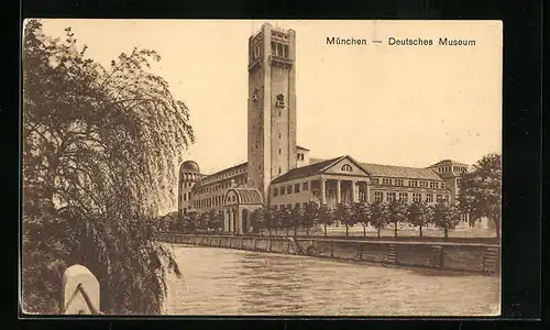 AK München, Deutsches Museum mit Isarpartie