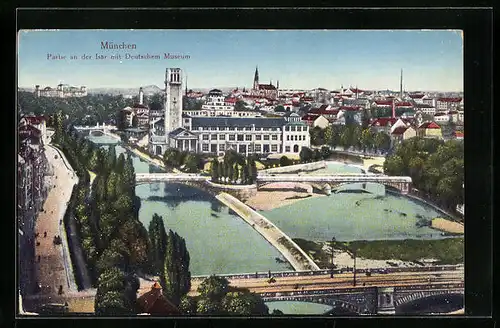 AK München, Partie an der Isar mit Deutschem Museum