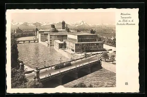 AK München, Isarpartie mit Blick auf das Deutsche Museum