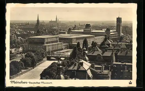 AK München, Deutsches Museum mit Stadtpanorama