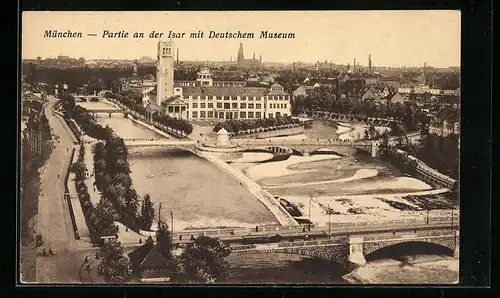 AK München, Partie an der Isar mit Deutschem Museum