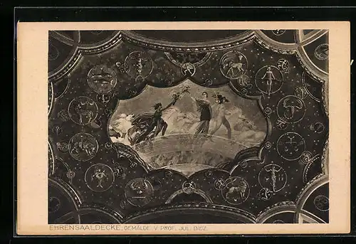 AK München, Die Ehrensaaldecke im Deutschen Museum