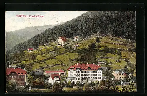 AK Wildbad, Krankenheim mit Wald