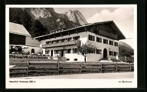 AK Hintersee, Hotel Alpenhof mit Bergpanorama