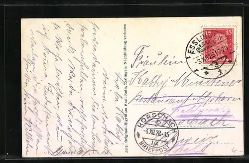 AK Esslingen a. N., Burg aus der Vogelschau