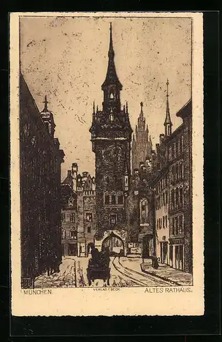 Künstler-AK München, Altes Rathaus