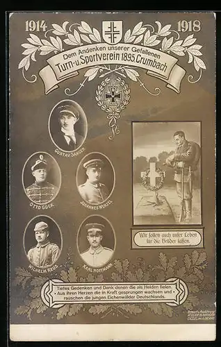 AK Crumbach, Andenken der Gefallenen des Turn- und Sportvereines 1895