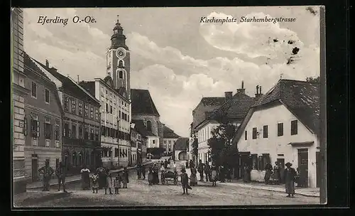 AK Eferding, Kirchenplatz und Starhembergstrasse