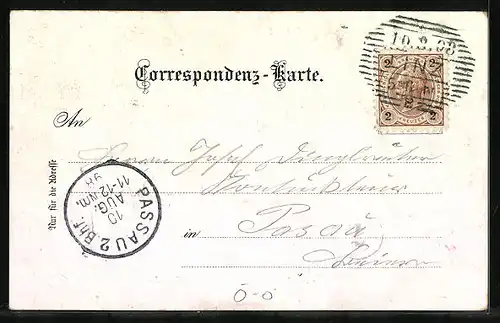 Lithographie Linz, Pöstlingberg, Mariendom, Franz-Josef-Platz