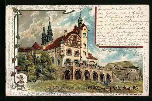 Lithographie Linz, Pöstlingberg, Linz-Urfahr Pöstlingberg-Bahn