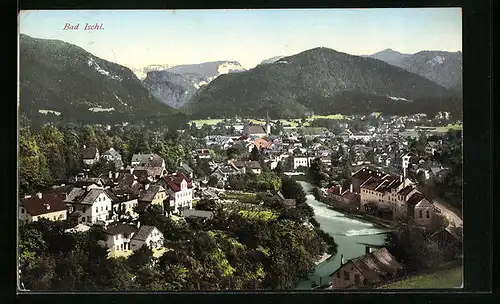 AK Bad Ischl, Ortsansicht aus der Vogelschau