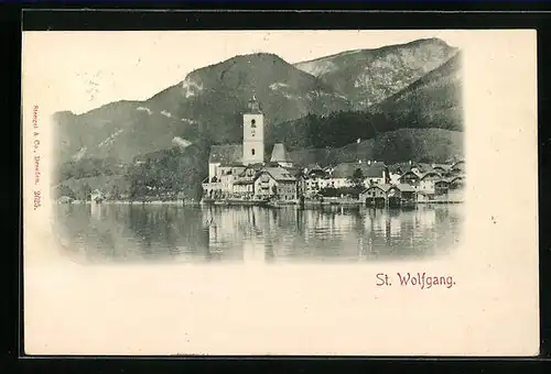 AK St. Wolfgang, Teilansicht mit Kirche