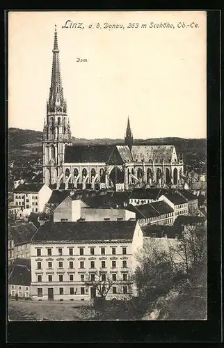 AK Linz /Donau, Teilansicht mit Dom