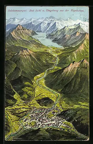 AK Bad Ischl, Ort und Umgebung aus der Vogelschau