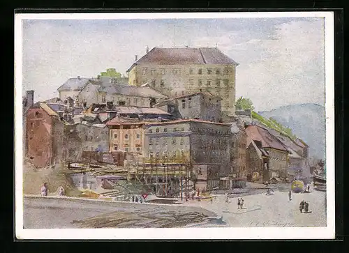 Künstler-AK Linz /Donau, Ansicht der Burg