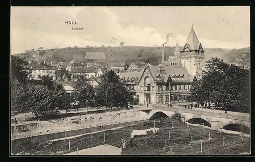 AK Hall, Ortsansicht aus der Vogelschau