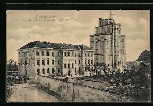 AK Kremsmünster, K. k. Ober-Gymnasium mit der Sternwarte