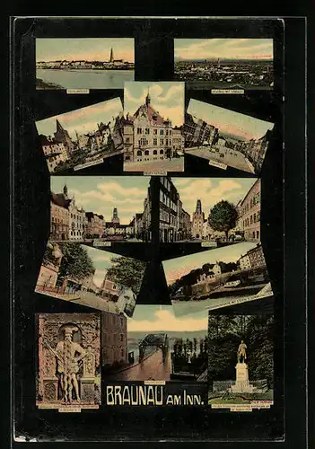 AK Braunau am Inn, Neues Rathaus, Linzerstrasse, Totalansicht